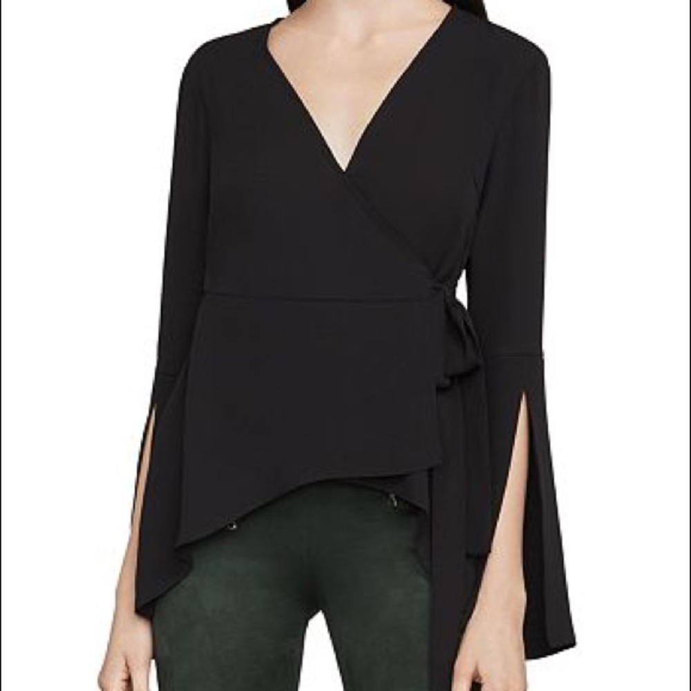 BCBGMAXAZRIA Jadine Bell Sleeve Wrap Top
